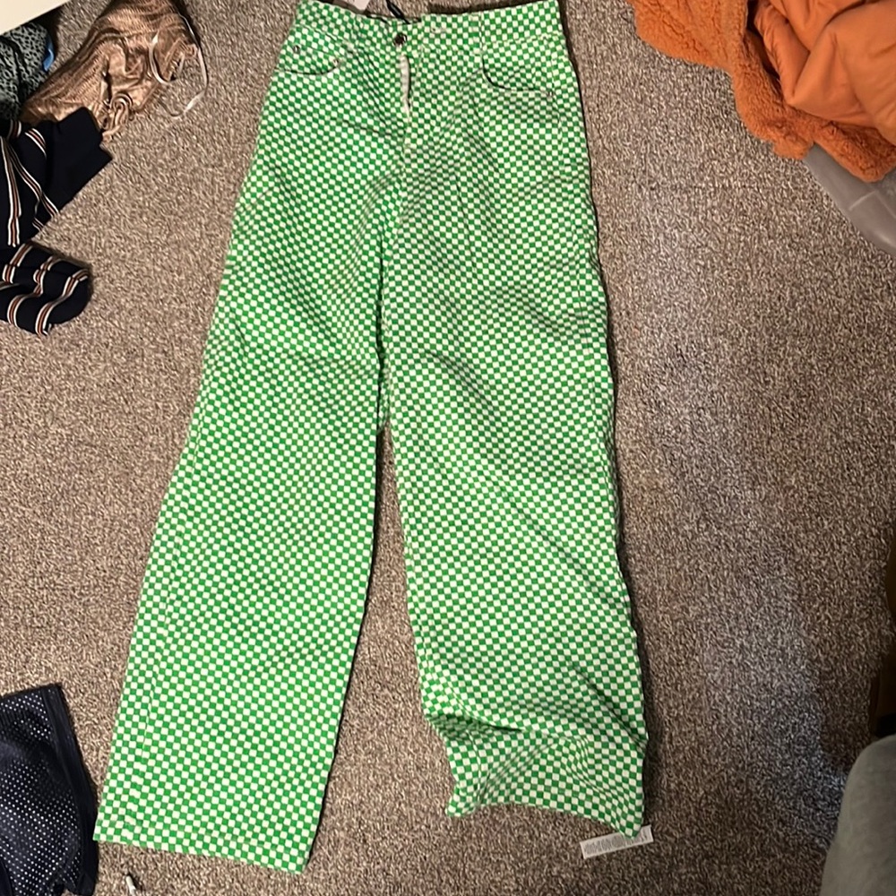 Green Checkered Jeans